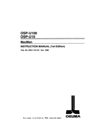 1 Okuma CNC OSP-U100L/OSP-U10L SPECIAL FUNCTION MANUAL 4192-E 