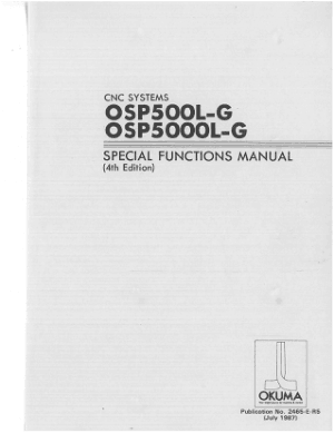 Okuma Cnc Systems Special Functions Manual No.3 Osp5020L & OSP500L-G Used 