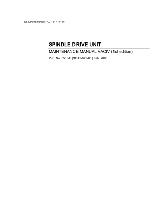 Okuma Spindle Drive Unit Maintenance Manual VACIV