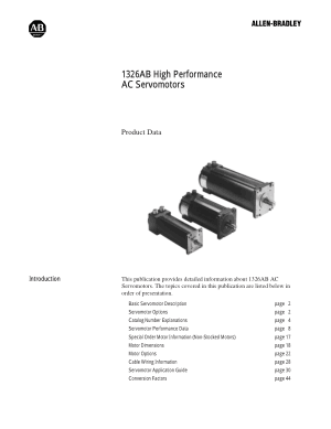 Allen Bradley 1326AB High Performance AC Servomotors Product Data