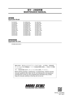 Mori Seiki Maintenance Manual NL1500 NL3000MC