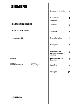 SINUMERIK 802S C Manual Machine Operator Guide