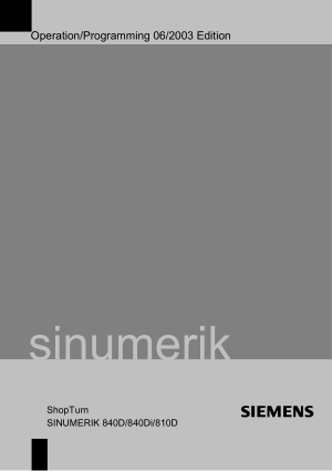 Sinumerik 840D ShopTurn Operation Programming