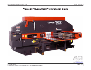Amada Vipros 367 Queen User Pre-installation Guide