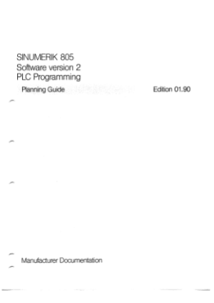SINUMERIK 805 PLC Programming Edition 01.90