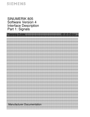 SINUMERIK 805 Interface Description Signals Planning Guide