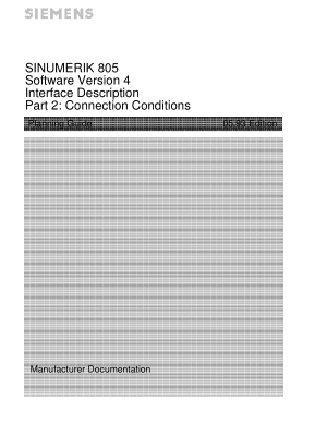 SINUMERIK 805 Interface Description Planning Guide