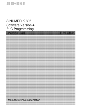 SINUMERIK 805 PLC Programming Planning Guide
