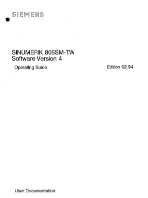 SINUMERIK 805SM-TW Operating Guide
