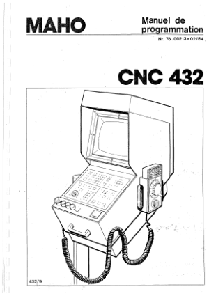 MAHO CNC 432 Manuel de Programmation