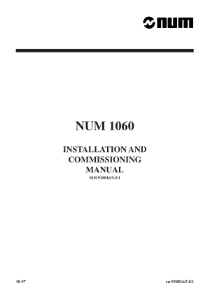 NUM 1060 INSTALLATION AND COMMISSIONING MANUAL