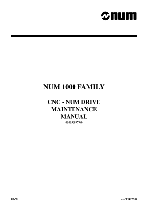 NUM 1000 FAMILY CNC - NUM DRIVE MAINTENANCE MANUAL