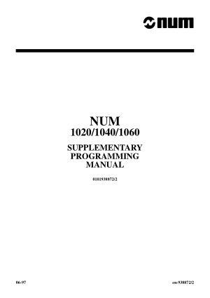 NUM 1020/1040/1060 SUPPLEMENTARY PROGRAMMING MANUAL