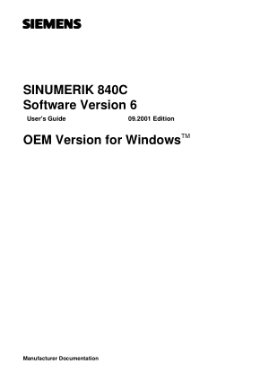 Sinumerik 840C Users Guide