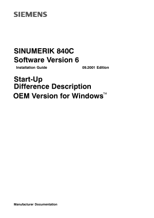 Sinumerik 840C Start-Up Difference Description