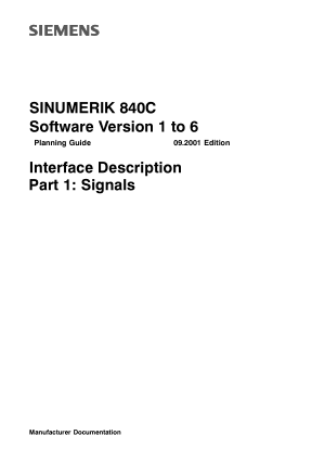 Sinumerik 840C Signals Guide