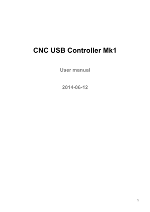 CNC USB Controller Mk1 User manual