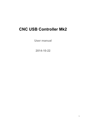 CNC USB Controller Mk2 User manual