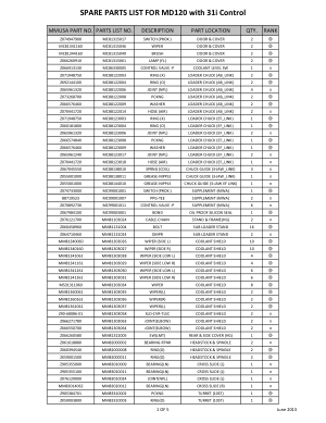 Muratec MD120 Spare Parts List