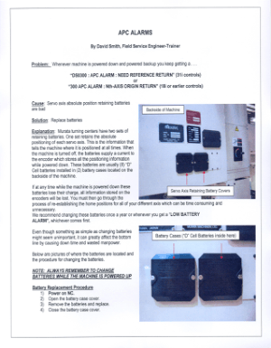 APC Alarms Solution 300 APC Alarm DS030 Need Reference Return