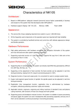 WEIHONG Characteristics of NK105