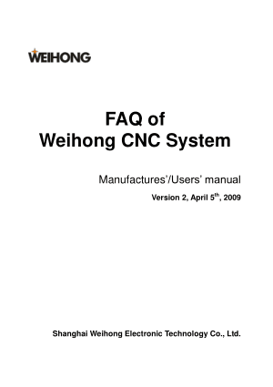 FAQ of Weihong CNC System Manufactures Users Manual