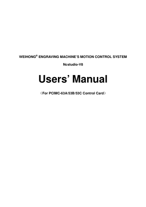 WEIHONG 3 Axis Engraving Machine Users Manual