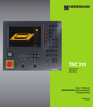 Heidenhain TNC 310 Conversational Programming Manual 2003