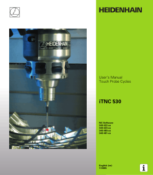 Heidenhain iTNC 530 Touch Probe Cycles Manual 340 481-xx
