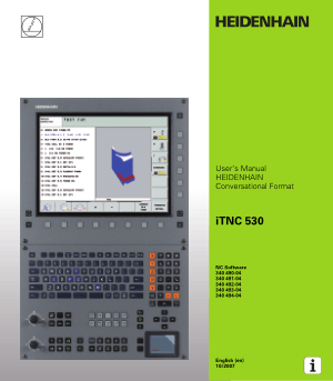 Heidenhain iTNC 530 Conversational Format Manual 340 494-04