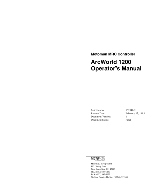 Motoman MRC ArcWorld 1200 Operator Manual
