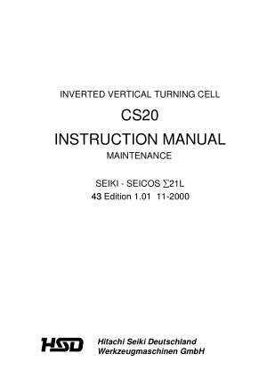 SEIKI – SEICOS 21L Maintenance Manual CS20
