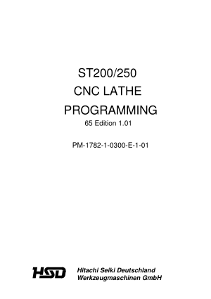 Hitachi Seiki ST200 250 CNC Lathe Programming Manual