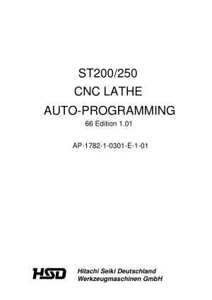 Hitachi Seiki ST200 250 Auto-Programming Manual