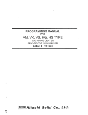 Hitachi Seiki VM VK HG Machining Center Programming Manual
