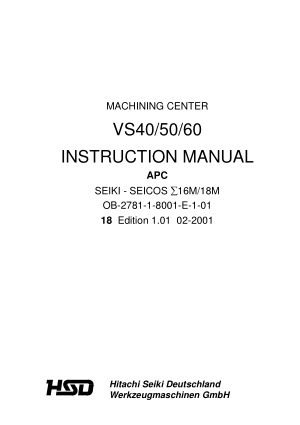 HItachi Seiki VS40 50 60 Instruction Manual APC