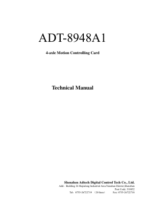 ADT-8948A1 Technical Manual 4-axle Motion Controlling Card