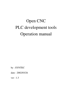 Open CNC PLC Development Tools Operation Manual