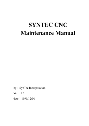 SYNTEC CNC Maintenance Manual