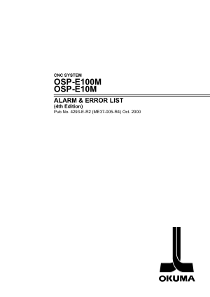 Okuma OSP-E100M E10M Alarm Error List