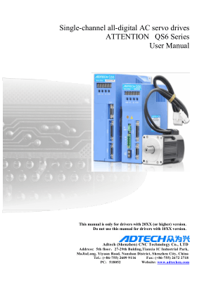 Adtech QS6 Servo Driver User Manual Single-channel all-digital AC servo drives