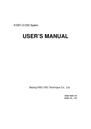KND CNC K100Ti-D CNC System User Manual