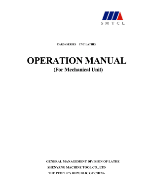 SMTCL CAK36 CNC Lathe Operation Manual for Mechanical Unit