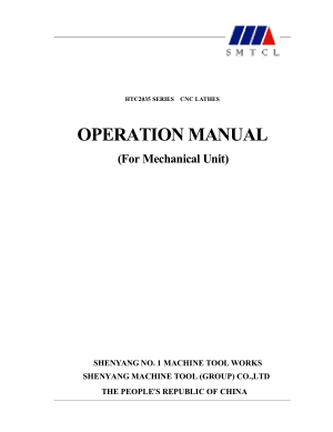 SMTCL HTC2035 Operation Manual for Mechanical Unit