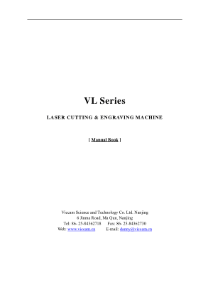 Viccam VL Series Laser Cutting Engravin Machine Hardware Manual