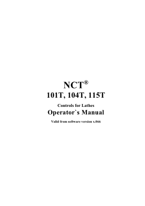 NCT 101T 104T 115T CNC Lathes Operator`s Manual