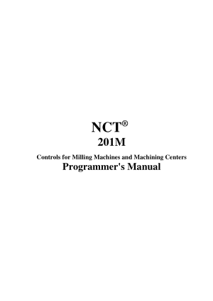 NCT 201M Programmer's Manual CNC Milling Machines and Machining Centers