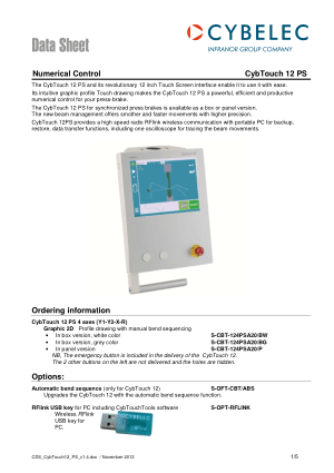 Cybelec Data Sheet CybTouch 12 PS Numerical Control
