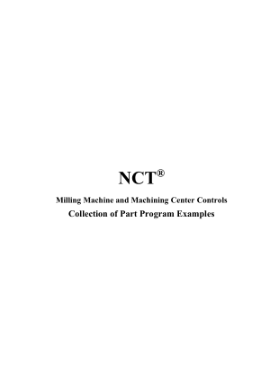 NCT Part Program Examples Milling Machine and Machining Center Controls