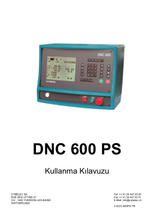 Cybelec DNC 600 PS Kullanma Kılavuzu